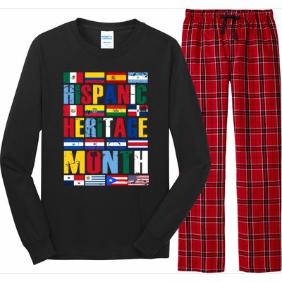 Hispanic Heritage Month Country Flags Long Sleeve Pajama Set