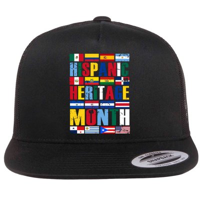 Hispanic Heritage Month Country Flags Flat Bill Trucker Hat