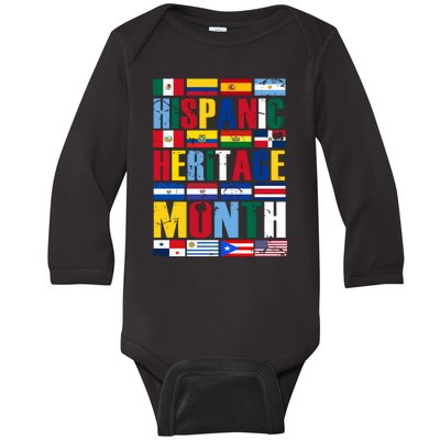 Hispanic Heritage Month Country Flags Baby Long Sleeve Bodysuit