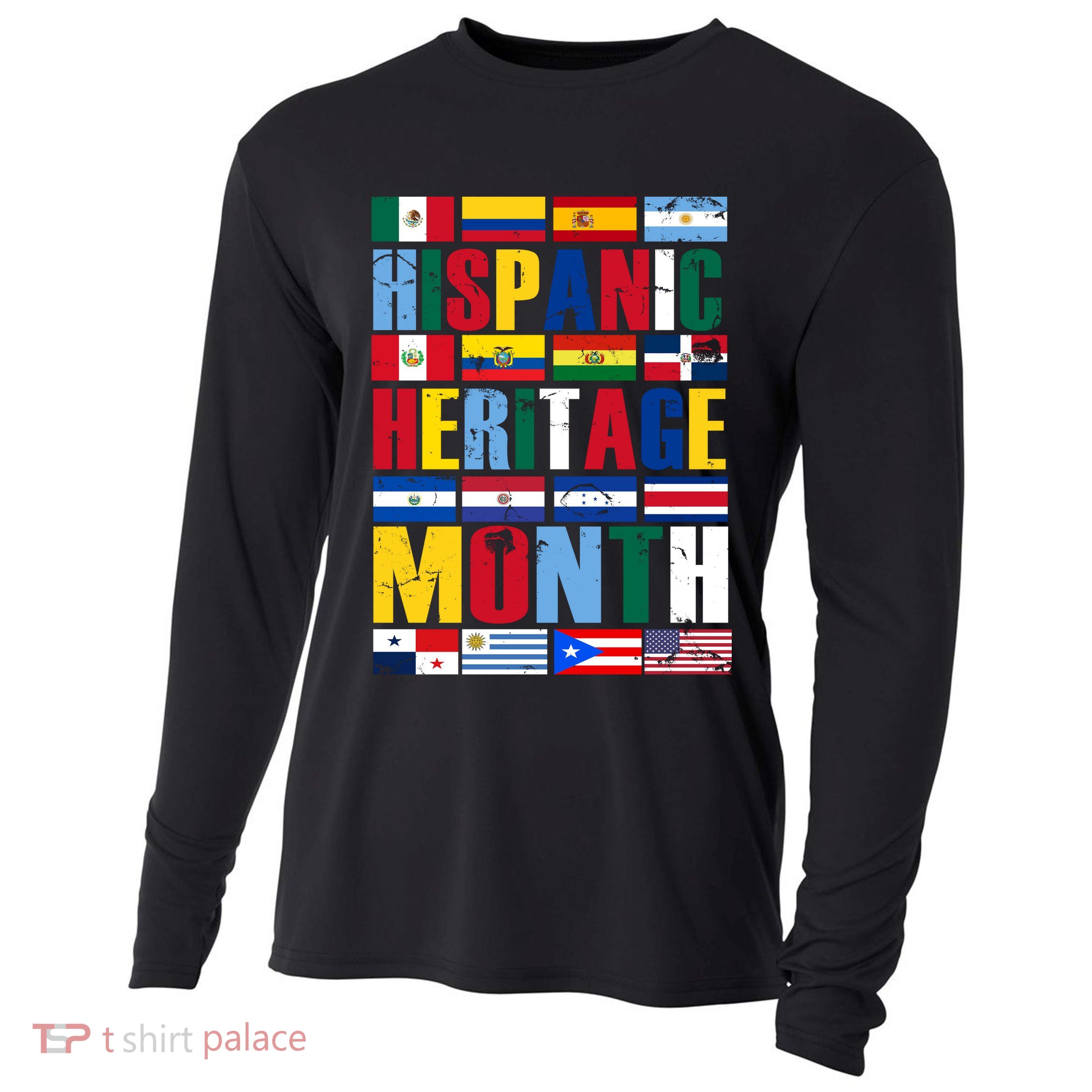 Hispanic Heritage Month Country Flags Cooling Performance Long Sleeve Crew