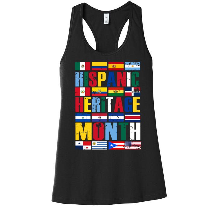 Hispanic Heritage Month Country Flags Women's Racerback Tank