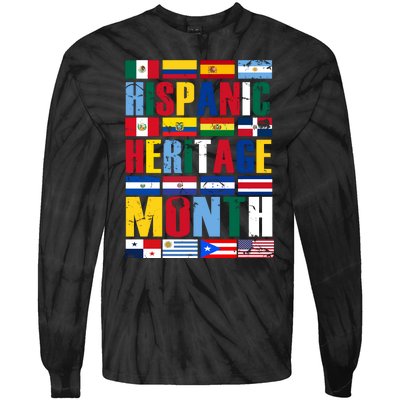 Hispanic Heritage Month Country Flags Tie-Dye Long Sleeve Shirt