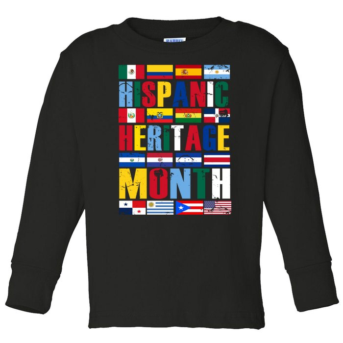 Hispanic Heritage Month Country Flags Toddler Long Sleeve Shirt