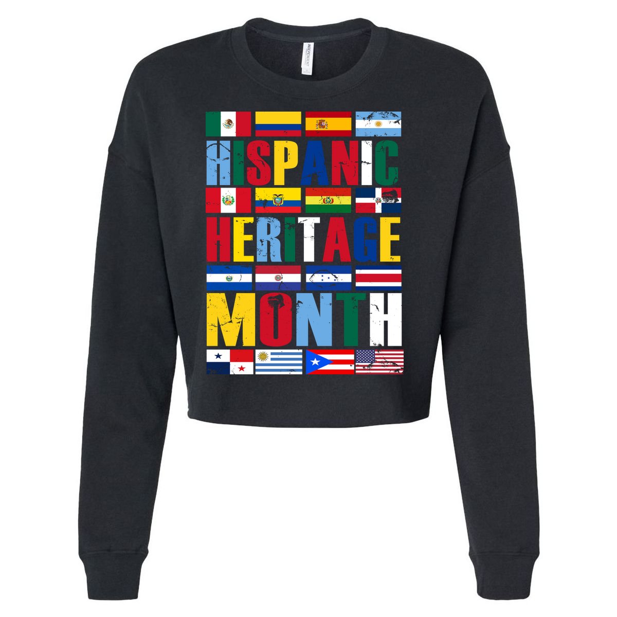 Hispanic Heritage Month Country Flags Cropped Pullover Crew
