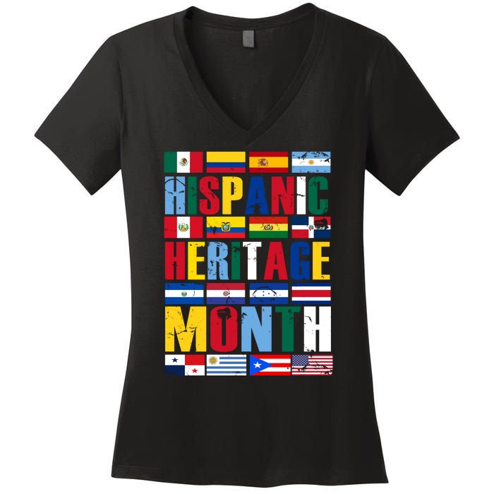 Hispanic Heritage Month Country Flags Women's V-Neck T-Shirt