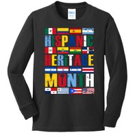 Hispanic Heritage Month Country Flags Kids Long Sleeve Shirt