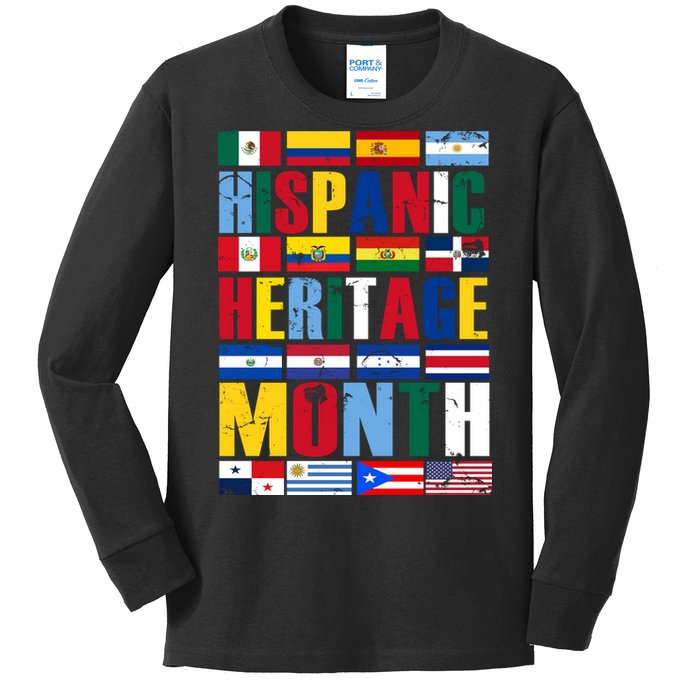 Hispanic Heritage Month Country Flags Kids Long Sleeve Shirt