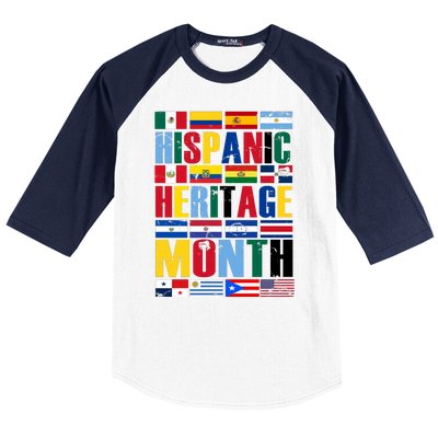 Hispanic Heritage Month Country Flags Baseball Sleeve Shirt