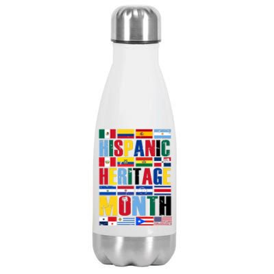 Hispanic Heritage Month Country Flags Stainless Steel Insulated Water Bottle