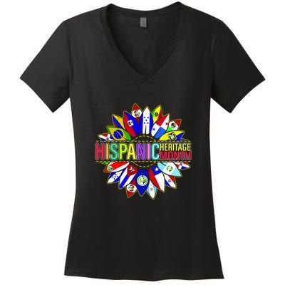 Hispanic Heritage Month Sunflower Women's V-Neck T-Shirt