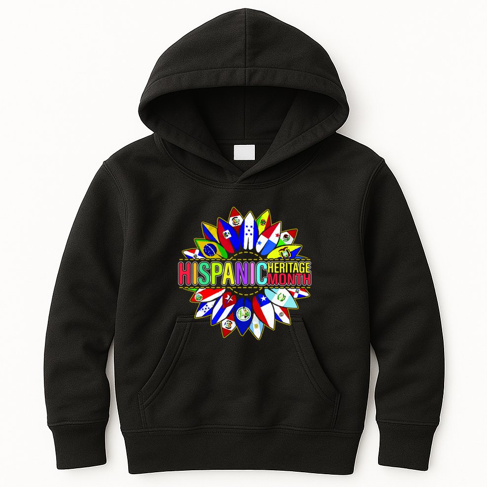 Hispanic Heritage Month Sunflower Kids Hoodie