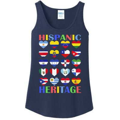 Hispanic Heritage Month Spanish Speaking Countries Flags Ladies Essential Tank