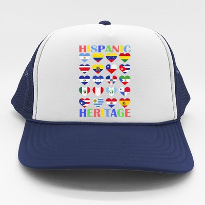 Hispanic Heritage Month Spanish Speaking Countries Flags Trucker Hat