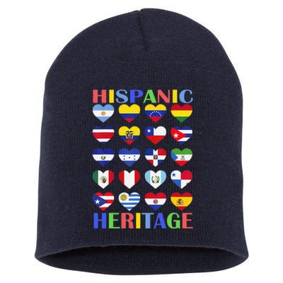 Hispanic Heritage Month Spanish Speaking Countries Flags Short Acrylic Beanie