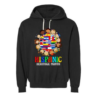 Hispanic Heritage Month Latino Countries Flags Garment-Dyed Fleece Hoodie