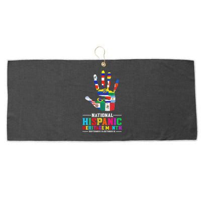 Hispanic Heritage Month All Latino Countries Flag Hand Large Microfiber Waffle Golf Towel