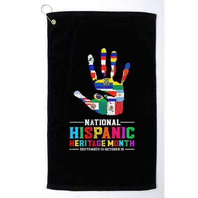 Hispanic Heritage Month All Latino Countries Flag Hand Platinum Collection Golf Towel