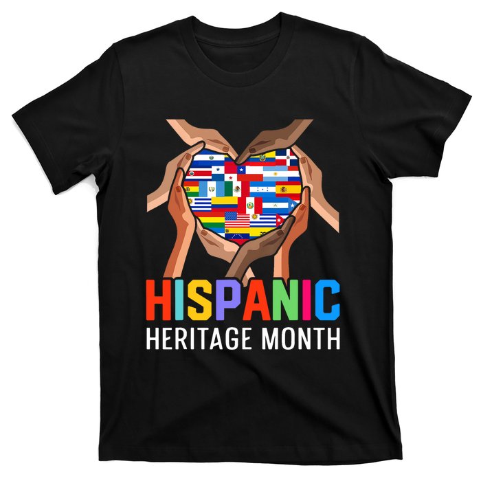 Hispanic Heritage Month All Countries Heart Hands T-Shirt