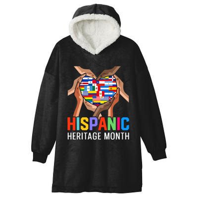 Hispanic Heritage Month All Countries Heart Hands Hooded Wearable Blanket