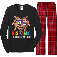 Hispanic Heritage Month All Countries Heart Hands Long Sleeve Pajama Set