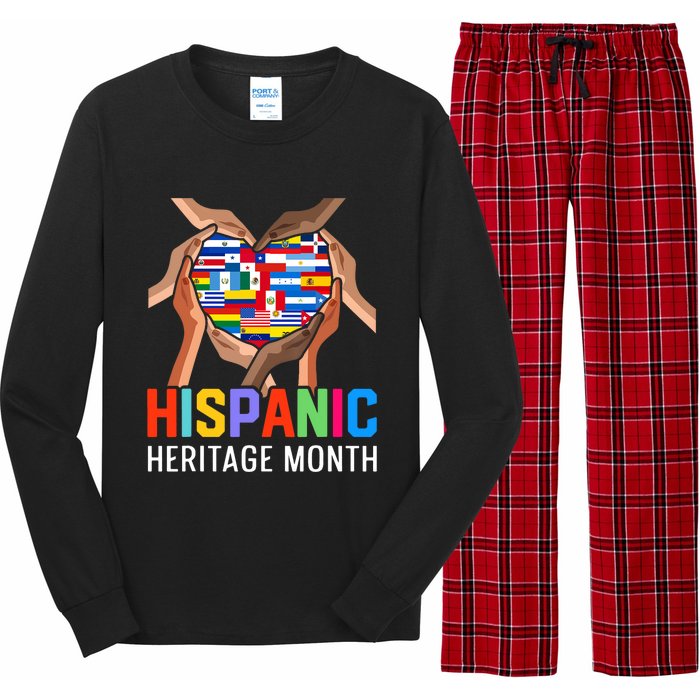 Hispanic Heritage Month All Countries Heart Hands Long Sleeve Pajama Set