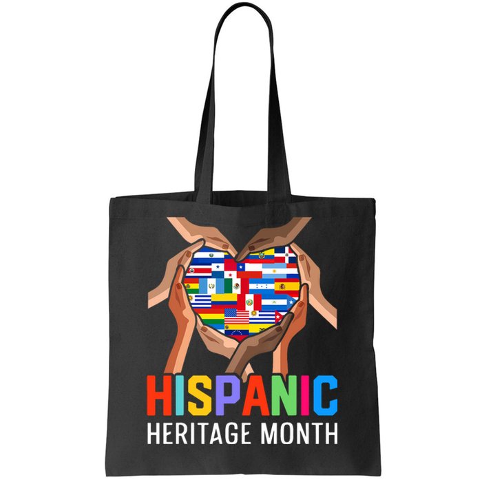 Hispanic Heritage Month All Countries Heart Hands Tote Bag