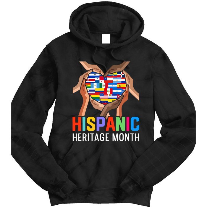 Hispanic Heritage Month All Countries Heart Hands Tie Dye Hoodie