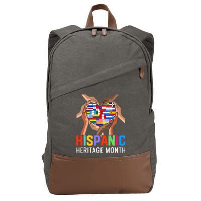 Hispanic Heritage Month All Countries Heart Hands Cotton Canvas Backpack