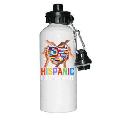 Hispanic Heritage Month All Countries Heart Hands Aluminum Water Bottle