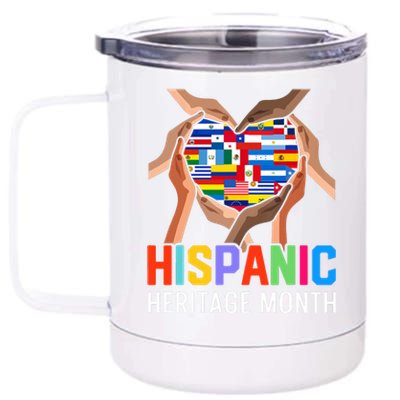 Hispanic Heritage Month All Countries Heart Hands 12 oz Stainless Steel Tumbler Cup