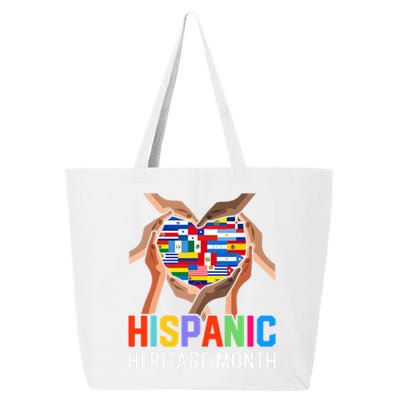 Hispanic Heritage Month All Countries Heart Hands 25L Jumbo Tote