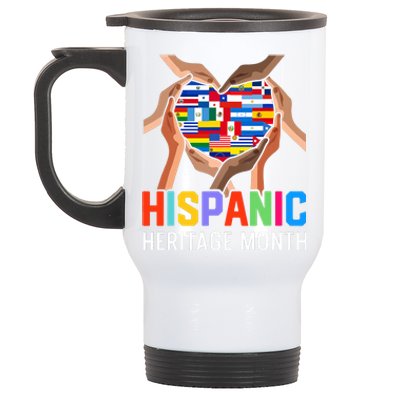 Hispanic Heritage Month All Countries Heart Hands Stainless Steel Travel Mug