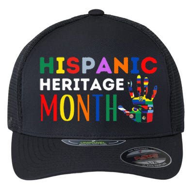 Hispanic Heritage Month Hand Flags Proud Flexfit Unipanel Trucker Cap