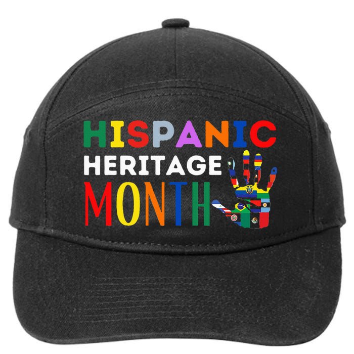 Hispanic Heritage Month Hand Flags Proud 7-Panel Snapback Hat