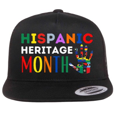 Hispanic Heritage Month Hand Flags Proud Flat Bill Trucker Hat