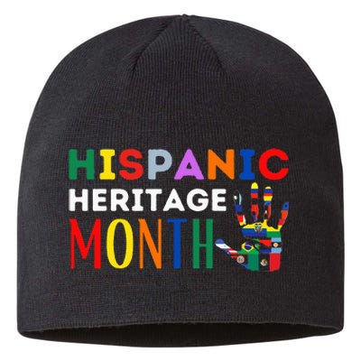 Hispanic Heritage Month Hand Flags Proud Sustainable Beanie