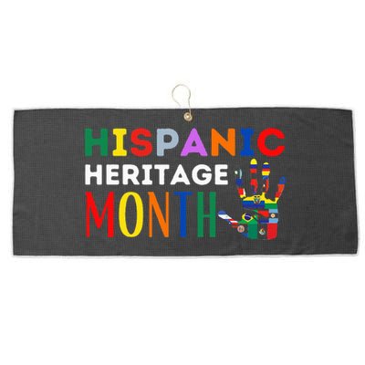 Hispanic Heritage Month Hand Flags Proud Large Microfiber Waffle Golf Towel