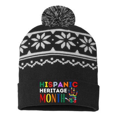 Hispanic Heritage Month Hand Flags Proud USA-Made Snowflake Beanie