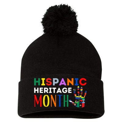 Hispanic Heritage Month Hand Flags Proud Pom Pom 12in Knit Beanie