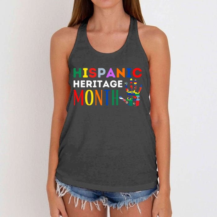 Hispanic Heritage Month Hand Flags Proud Women's Knotted Racerback Tank