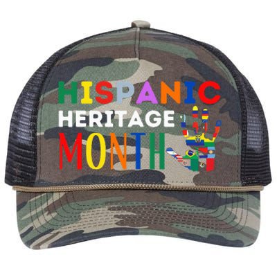 Hispanic Heritage Month Hand Flags Proud Retro Rope Trucker Hat Cap