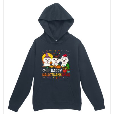 Happy Hallothanksmas Maltese Dog Halloween Thanksgiving Xmas Urban Pullover Hoodie