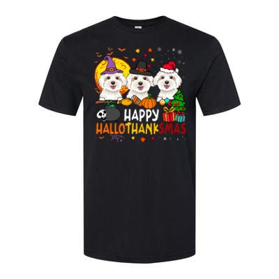 Happy Hallothanksmas Maltese Dog Halloween Thanksgiving Xmas Softstyle CVC T-Shirt