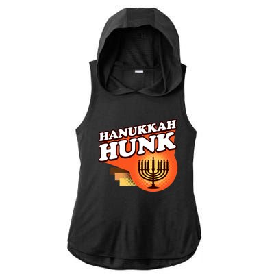 Hanukkah Hunk Menorah 70s Ladies PosiCharge Tri-Blend Wicking Draft Hoodie Tank