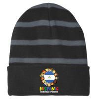 Hispanic Heritage Month Nicaragua Striped Beanie with Solid Band