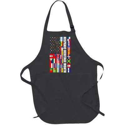 Hispanic Heritage Month Countries United Flag Full-Length Apron With Pockets