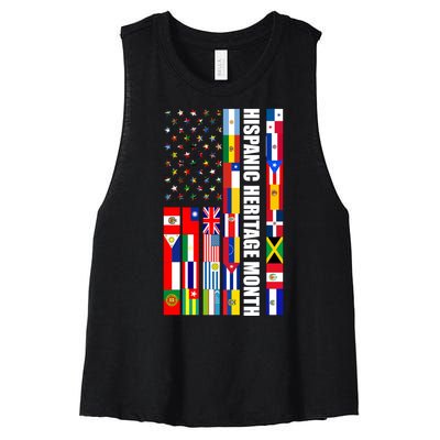 Hispanic Heritage Month Countries United Flag Women's Racerback Cropped Tank