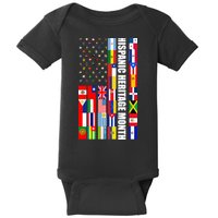 Hispanic Heritage Month Countries United Flag Baby Bodysuit