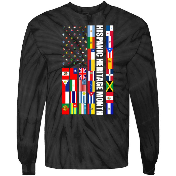 Hispanic Heritage Month Countries United Flag Tie-Dye Long Sleeve Shirt