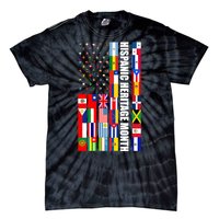 Hispanic Heritage Month Countries United Flag Tie-Dye T-Shirt